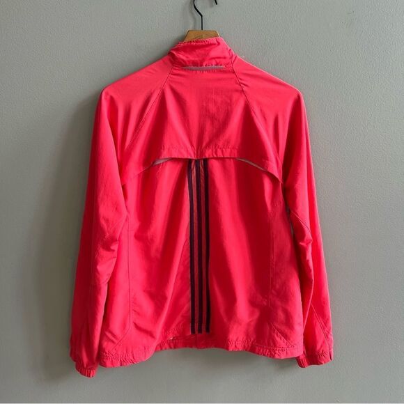 Adidas Windbreaker Jacket Hot Pink Red Athletic Coat Size Large - Picture 6 of 9